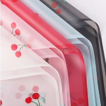56*56cm Cherry Matte Waterdicht Bloemenverpakkingspapier met doorzichtig Koreaans ontwerp