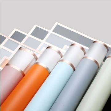 Goede prijs. Lizhiran Rose Gold Edge Space Jelly Film Wrapping Paper Simple Border Waterproof Translucent Matte Bouquet Paper Groothandel online