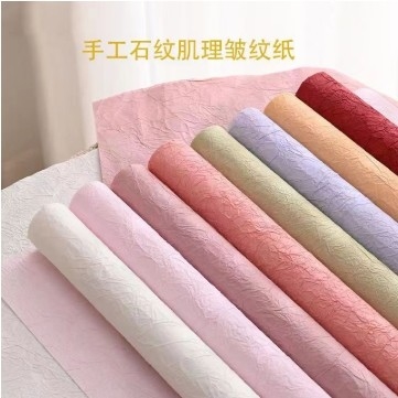 Goede prijs. Handgemaakt Steen Patroon Bloem Verpakkingspapier Textuur Lining Papier Pleat DIY Bloem Papier Boeket Verpakking 56 * 56cm online