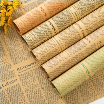 Goede prijs. 50 x 70 cm bloemenverpakkingspapier in vintage Engelse krantenstijl voor cadeauverpakkingen online