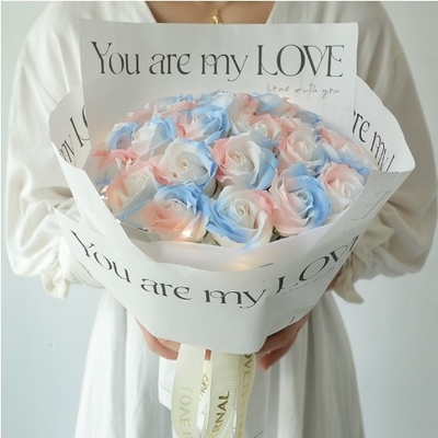 Goede prijs. Valentijnsdag cadeau verpletterd ijs blauwe rozen zeep bloem boeket voor vriendin beste vriend eeuwig leven bloem verjaardag online