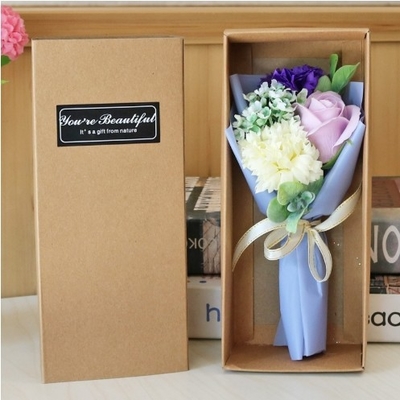 Goede prijs. Rozenzeep boeket cadeau doos feestdag cadeau klein cadeau activiteit praktische anjer simulatie bloem klein boeket online