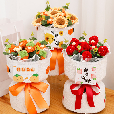 Goede prijs. Handgemaakte gebreide bloemenboeket verjaardagscadeau voor haar Valentijnsdag/Kerstcadeau voor vriendin en beste vrienden online