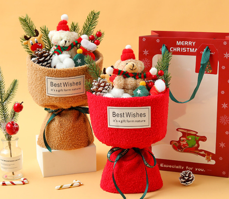 Goede prijs. Kerst Plush Bear Bloemen Boeket - schattig cadeau voor haar, beste vriend feestdag cadeau online