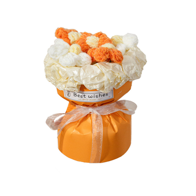 Goede prijs. 11x13cm Mini Bloem Boeket Gebreide Puff Boeket Afgerond Product Kunstbloemen in meerdere kleuren voor Moederdag online