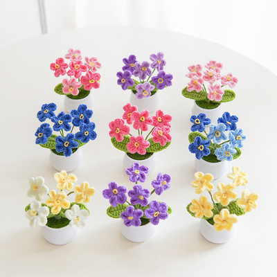 Goede prijs. Myosotis Vergeet me niet kunstmatige bloem potplant handgemaakte huisdecoratie gebreide garen arrangement creatief geschenk 5,5x10cm online