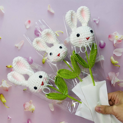 Goede prijs. Zonnebloem Bunny Head Pop Bouquet met katoen materiaal en handgebreid ontwerp online