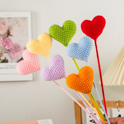 Goede prijs. Afgerond product Liefde Hart Wol Brei Hand Crochet Creatief Kunstmatige Bloemen Boeket online
