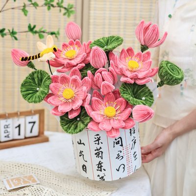 Goede prijs. 35x38cm Handgemaakte Twist Rod Bloemen Boeket Materiaal Kit Echte zijde Stof Juan Hua Creatief en kleurrijk cadeau voor kinderen online