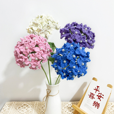 Goede prijs. 9x45cm Handgemaakte Crochet Hydrangea Boeket Faux Flower Decor voor trouwgeschenken Gebreide stapel online