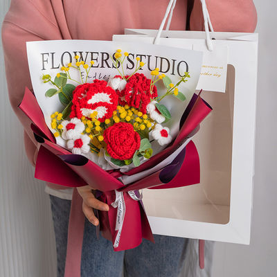 Goede prijs. 40x30cm anjer gebreide garen boeket prachtig Moedersdag cadeau online