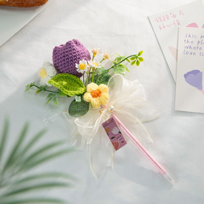 Goede prijs. Geschenk voor de dag van de leraar / cadeau voor de moederdag - Praktische pen met gebreide zonnebloemboucket online