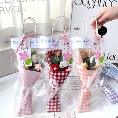 Goede prijs. Pastelboeket voor Moedersdag - met de hand gebreide puffbloemen met pluisgarens online