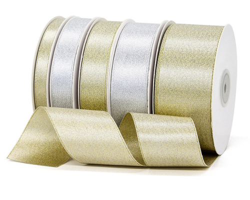 Goede prijs. Goud- en zilveren lint cadeautjes, goud- en zilveren zijde-geweven lint, verse bloemencadeautjes, verpakkingsartikelen, lint online