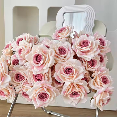 Goede prijs. Groothandel Goedkope valse bloem 7 hoofd zijde roos boeket kunstbloem roze voor thuis bruiloft decoratie romantisch online