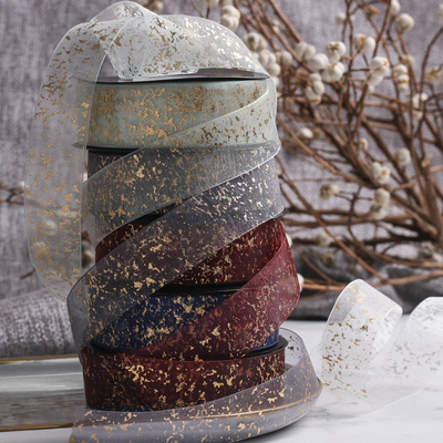 Goede prijs. Warm stempelen gebarsten chiffon lint DIY boog haar accessoire chiffon verpakking ballon schoenveters lint bloemen cadeau doos lint online