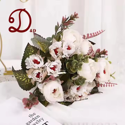 Goede prijs. Groothandel Hoogwaardige natuurlijke pioenennagel kunstmatige bloemenboeket bruiloft gesimuleerde rozenbloemen planten voor decoratie online