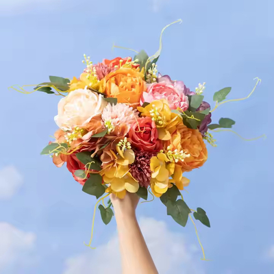 Goede prijs. Kleine koppen Pioenenbosch Kunstmatige Perzische Roos Bloem Bruiloft Bruidsboeket Groothandel Zilk Roos Bloemen online