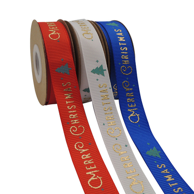 Goede prijs. 1.6cm Christmas tree ribbon gift decoration, hot stamping ribbon roll gift packaging, ribbon Christmas wholesale online