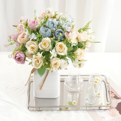 Goede prijs. Simulatie granaatappelroos Afgerond boeket In stijl Huisdecoratie Kunstbloemen Bruiloftscène decoratie online