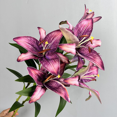 European-style retro simulation gradient color touch lily bouquet, home decoration simulation flowers