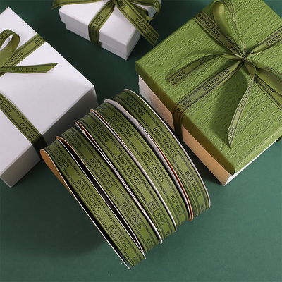 Goede prijs. Military green gift packaging ribbon letter ribbon gift box ribbon flower baking strap 1.5cm ribbon wholesale online