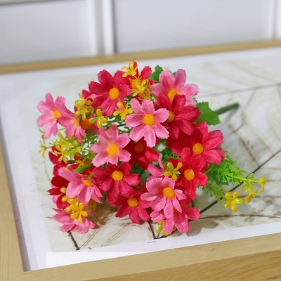 Goede prijs. Simulatie bloem, kleine madeliefje, springende orchidee, kunstmatige nepbloem, 28 hoofden, tuinhuisversiering, zijdebloem, buitenproject, kleine wilde chrysanthemum online