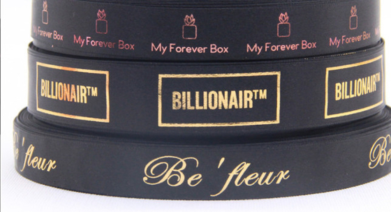 Goede prijs. Manufacturer's 2cm black gift ribbon with rose gold foil packaging, printed with letters and logo, flat foil foil foil online