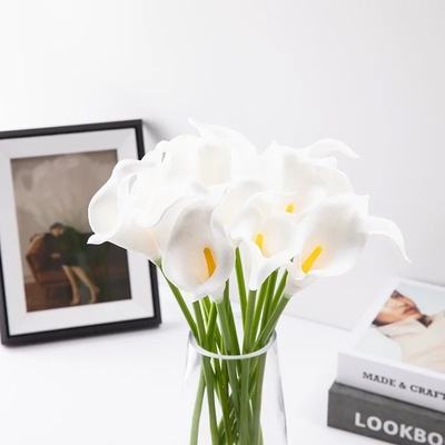 Goede prijs. Hoogwaardig pu calla lily boeket kunstbloem woning decoratie woonkamer eetkamer tafel toonbank winkelcentrum tafel decoratie online
