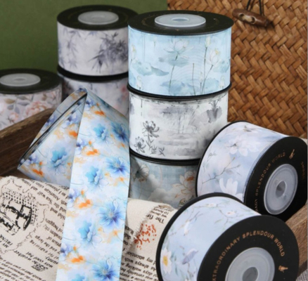 Goede prijs. National Style Gentleman Series Bird Song Flower Fragrance Flower Printing Ribbon DIY Boog Kleding Haar Accessoires Verpakking Ribbon online