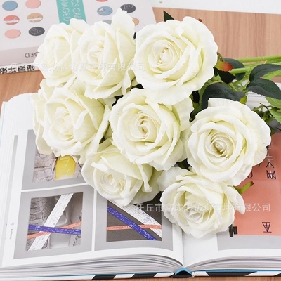 Goede prijs. Simulatie van rozenboeket, zijdebloem, kunststofbloem, nepbloem, woonkamer decoratie met een enkele tak, gedroogde bloem, eettafel decoratie, bruiloft rode bloemen kunst online