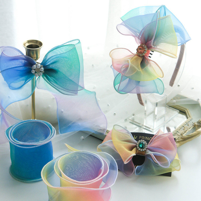 Goede prijs. Koreaanse geïmporteerde regenboog gegrilde rand schimmel gerold rand garen handgemaakte DIY sieraden haarclip boog lint kinderhoofdstukken online