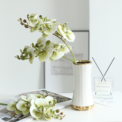 Goede prijs. Een frisse en elegante 3D-geprinte 7-kop film Phalaenopsis kunstbloem, licht luxe huis woonkamer en eettafel bloemenarrangement kunstbloem. online