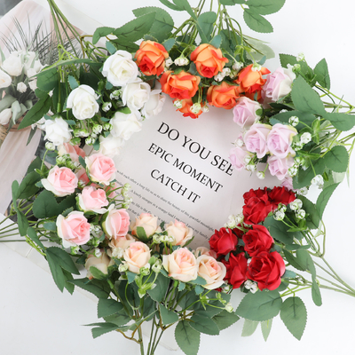 Goede prijs. Huwelijkssimulatie, kleine rozen, gesimuleerde bloemen, nepbloemen, overgrote trouwfoto's, bloembukjes, accessoires voor het thuisdesktop online