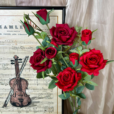Goede prijs. 2-Vork Rose Imitatie Authentieke Boeket Bruiloft Bloemen High End Aanrakende Zijde Bloem Afgeronde Decoratie Woonkamer Decoratie Groothandel online