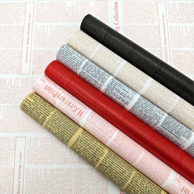 Goede prijs. Groothandel in leergekleurd Engels retro krantenverpakkingspapier, verpakkingspapier voor bloemenboeketten, Koreaans vegetarisch papier, waterdichte bloemenkunst, bloemenwinkel online