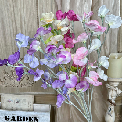 Goede prijs. Echte Erwt Bloem Man Fake Bloem Bundel Geavanceerde Bruiloft Bloemen Afgerond Woonkamer Decoratie Bloemenkunst online
