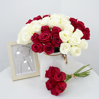 Simulated 7-head Rose Wholesale Imperial Concubine Rose Handheld Rose Bundle Home Furnishings Hotel Wedding Hall Decoration