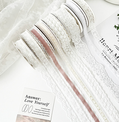 Wasbaar Jacquard kant lint 1.6cm Breedte voor handgemaakt DIY Batch Haar Decoratie Bloem Boeket Gekleed Taart Gift Ribbon