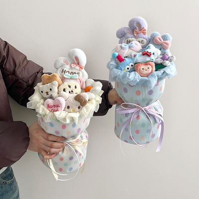 Goede prijs. Dopamine polka dot stof afgewerkt boeket zeep roos Valentijnsdag cadeau voor beste vrienden en vriendinnen online
