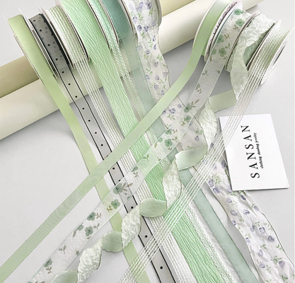 1cm Wasbare Mint Manbo Lint Bloem Boeket Drijf Handmade Bloemen Ontwerp DIY Cadeau Taart Pak Decoratieve Band