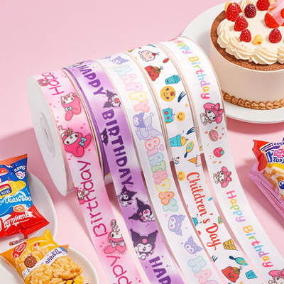 Polyester 2cm/25m Cartoon Gedrukte Lint Perfect voor Verjaardagstaarten op Internationale Kinderdag