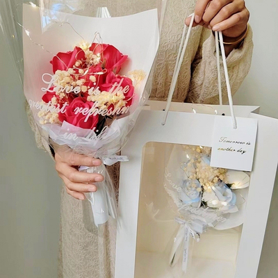 Goede prijs. Kunstbloemen, kunstbloemen, rozen, verjaardagscadeaus voor meisjes, Moedersdag, Valentijnsdag, zeepbloemen, afgewerkte gedroogde bloemen online