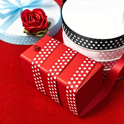 Goede prijs. Zelfmaak Haaraccessoires Onmisbaar Dubbelzijdige Polka Dot Lint van Polyester Bedrukt met Luo Geribbeld voor Strikken en Kleding online