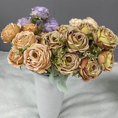 Goede prijs. 9 koppen bedekte gouden rozen bruiloft rekwisieten, bloemen wand decoratie, woonkamer decoratie, wegbeschrijving, bloemenarrangement, gesimuleerde rozen boeket online