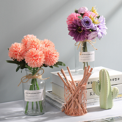 Goede prijs. Grensoverschrijdende simulatie bloem woonkamer bloemenarrangement decoratie boeket klein ornament binnenshuis zijde bloem gedroogde bloem handgemaakte kunststof nep bloem online