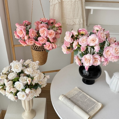 Goede prijs. Koreaanse stijl 12 hoofd Elsa Rose Simulatie Bloem Roos Fake Bloem Huis Leefkamer Eetkamer Tafel Decoratie Fotografie Prop online