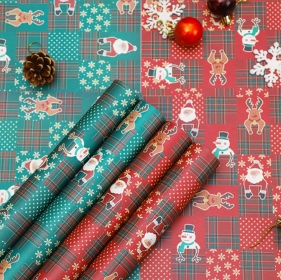 Goede prijs. Bloemenwinkel Geschenkverpakkingspapier met Kerstman en sneeuwman Design op waterdicht Kraftpapier online
