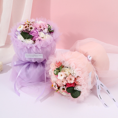 Goede prijs. Nieuwe sprookjesnet gaas hand-held zeep boeket gemengde stijl frisse en schone eeuwige bloemen boeket voor je vriendin en beste vriend online