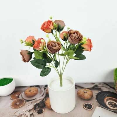 Goede prijs. Simulatie van rozen bruiloft Handheld bloemenversiering Simulatie van olieverf schilderen Rozen gedroogde bloemen boeket High End online